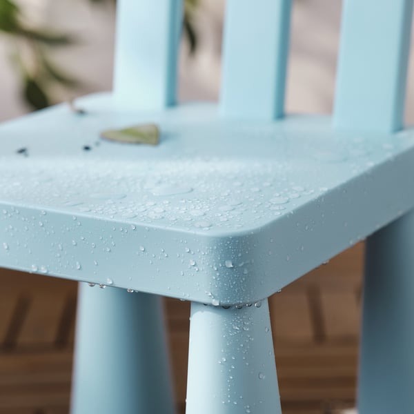 IKEA MAMMUT children's chair in light blue colour seat picture.