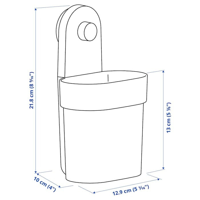 IKEA OBONAS Container with suction cup in grey-green color.