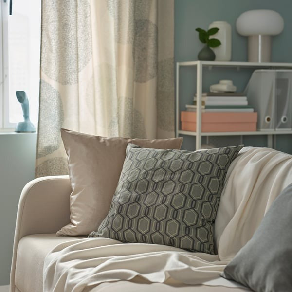 IKEA JÄTTEPOPPEL cushion cover green grey 50x50 cm cotton decorative pillow cover.