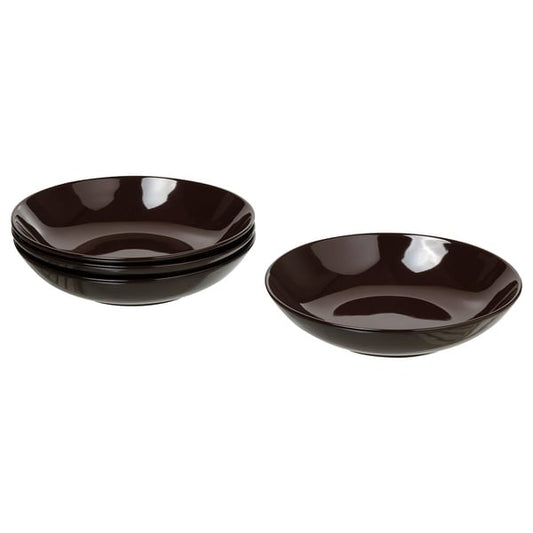 IKEA deep plate in glossy brown colour having size 23 cm.