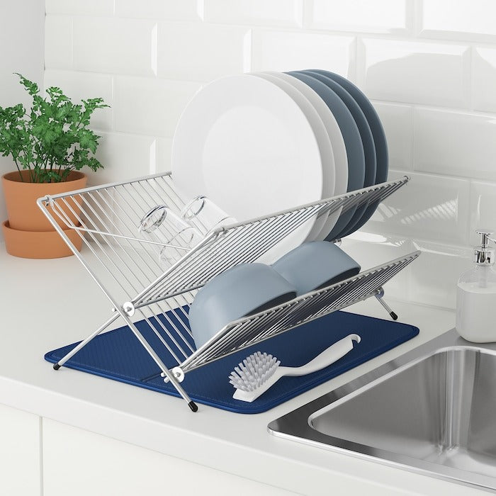 IKEA KVOT dish drainer in stainless steel material.