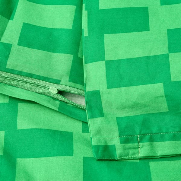 IKEA Duvet Cover and Pillowcase Green Patterned BLASKATA.