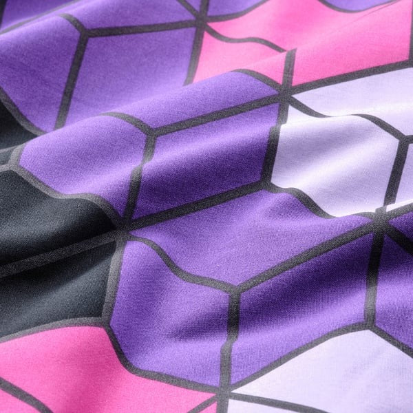 IKEA Duvet Cover and Pillowcase Purple and Black Patterned BLASKATA.