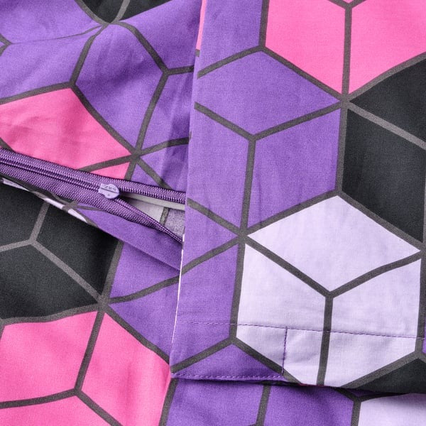 IKEA Duvet Cover and Pillowcase Purple and Black Patterned BLASKATA.