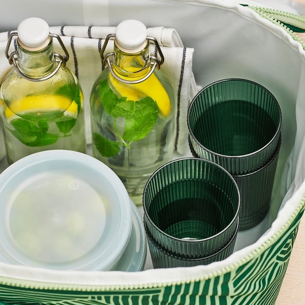 IKEA KALLSINNIG plastic glasses green pack of 6 reusable dishwasher safe 38 cl.