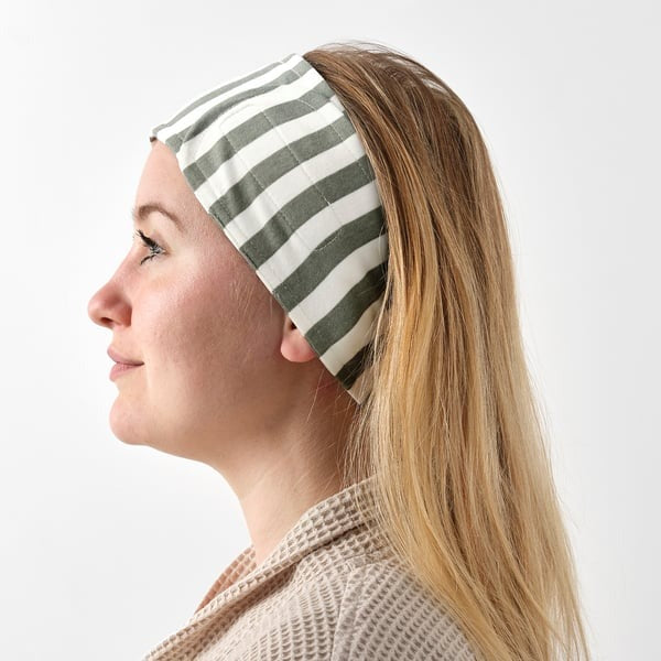 IKEA headband with nylon fastener in white/grey-green.