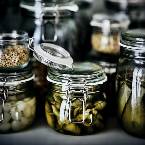 IKEA KORKEN jar with lid clear glass 0.5 l small airtight food storage container.