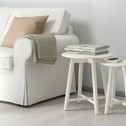 IKEA KRAGSTA nest of tables set of 2 white modern round side coffee tables.