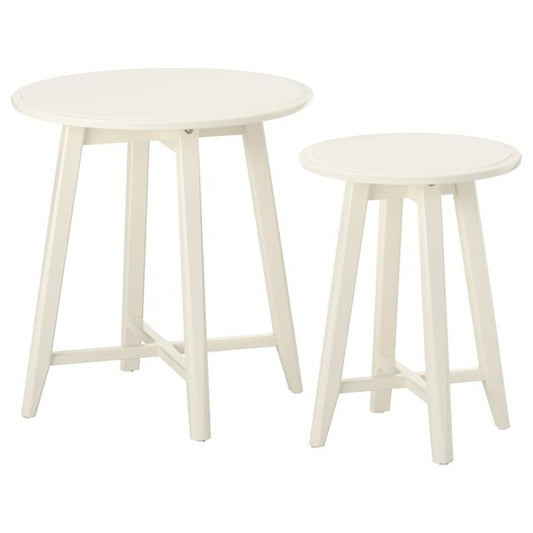 IKEA KRAGSTA nest of tables set of 2 white modern round side coffee tables.
