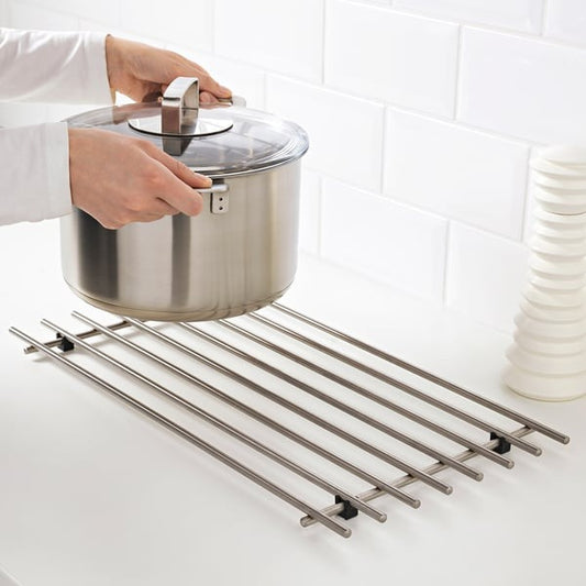 IKEA LÄMPLIG stainless steel trivet 50x28 cm heat resistant.
