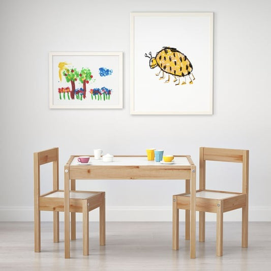 IKEA LATT children's table with 2 chairs white pine kids furniture set.