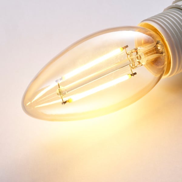 LED bulb E14 210 lumen dimmable chandelier brown clear glass.