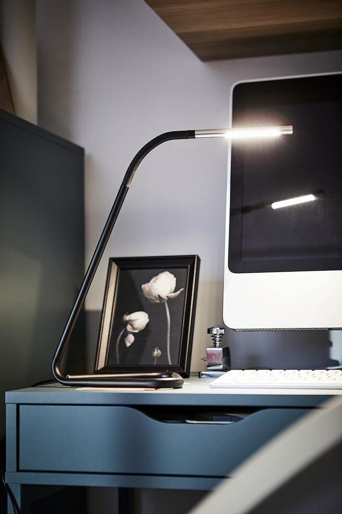 IKEA HARTE LED work lamp in black color.