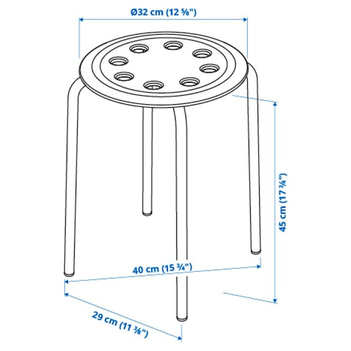 IKEA MARIUS stool in red color.