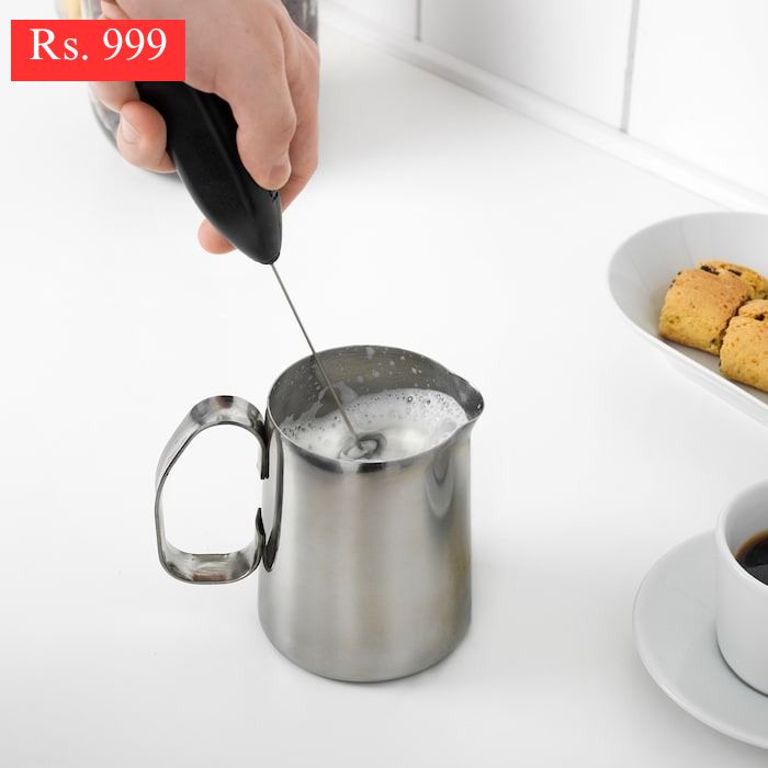 IKEA milk frother battery operated in black color.
