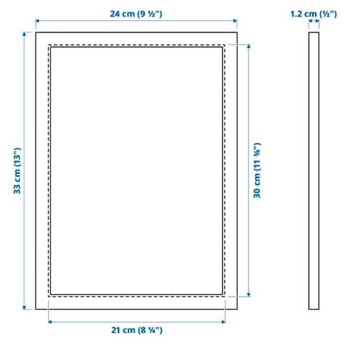 IKEA FISKBO picture frame for photo frame size is 21x30 cm.