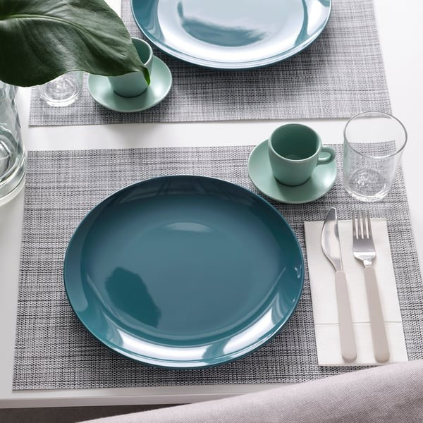 IKEA Plate Glossy Dark Turquoise Pack of 4 Size 26 cm FARGKLAR