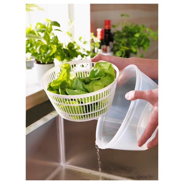 IKEA salad spinner in white colour.