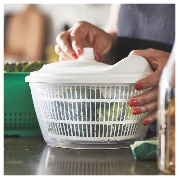 IKEA salad spinner in white colour.