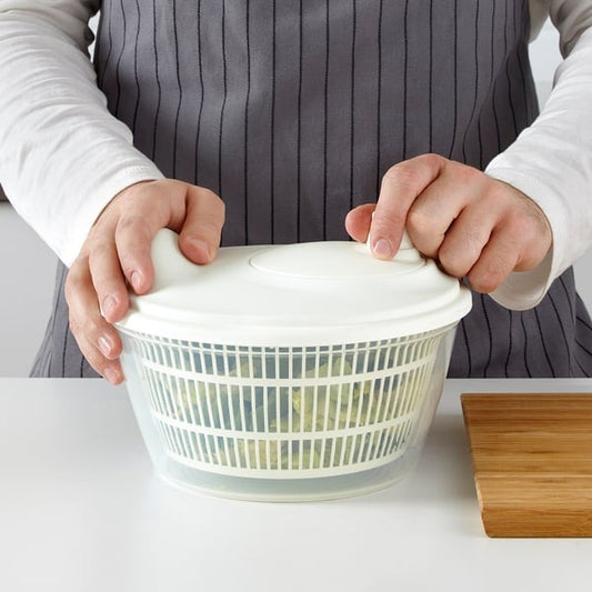 IKEA salad spinner in white colour.