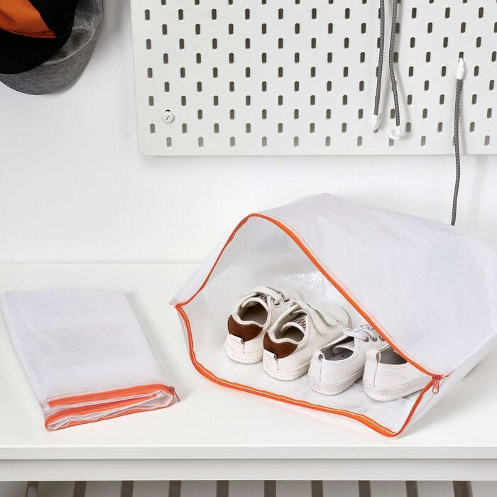 IKEA PARKLA shoe bag size is 48x22 cm.