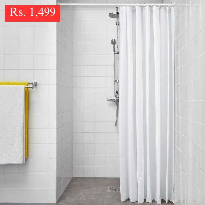 IKEA BJARSEN shower curtain in white color size 180x200 cm.