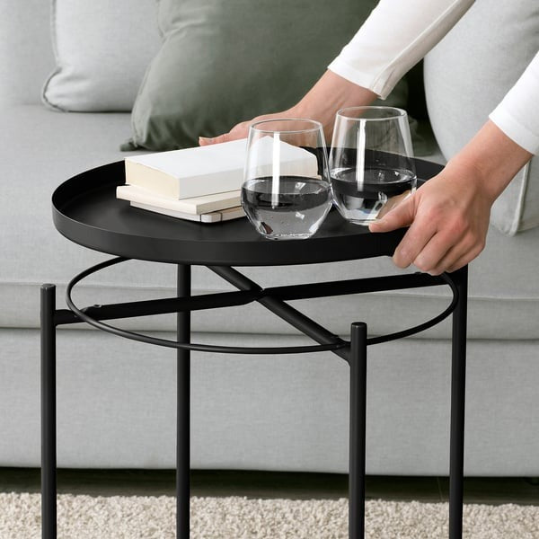 IKEA GLADOM tray table in black color.