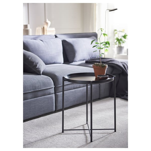 IKEA GLADOM tray table in black color.