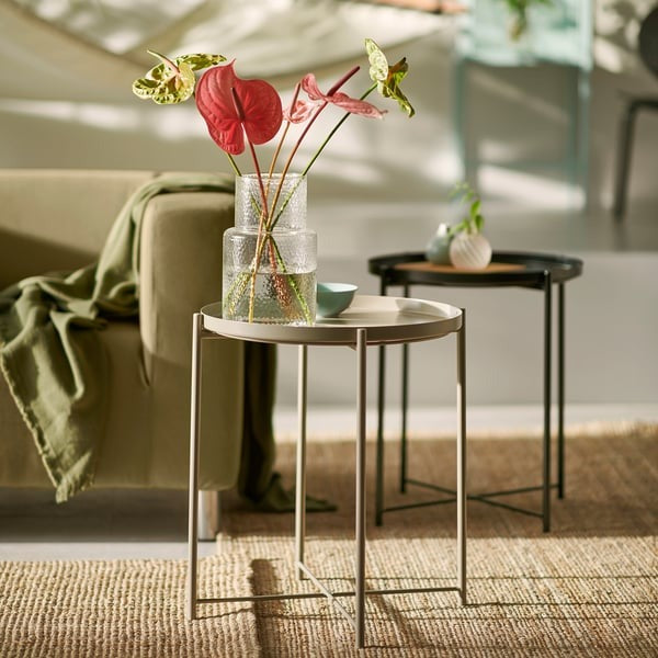 IKEA tray table in dark grey beige color GLADOM.