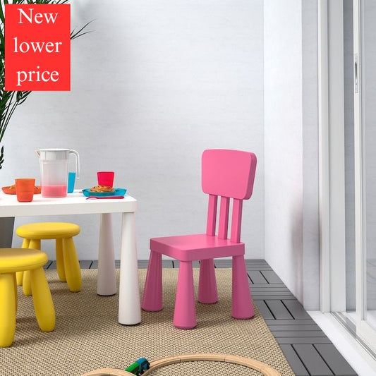 IKEA MAMMUT children's chair in pink chair for indoor and outdoor use.