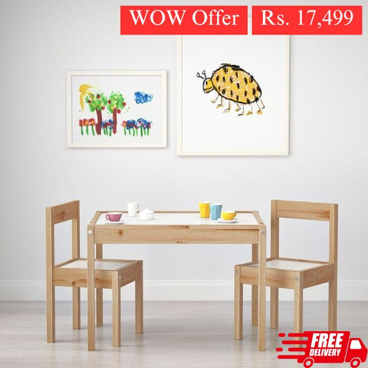IKEA LATT children's table with 2 chairs.