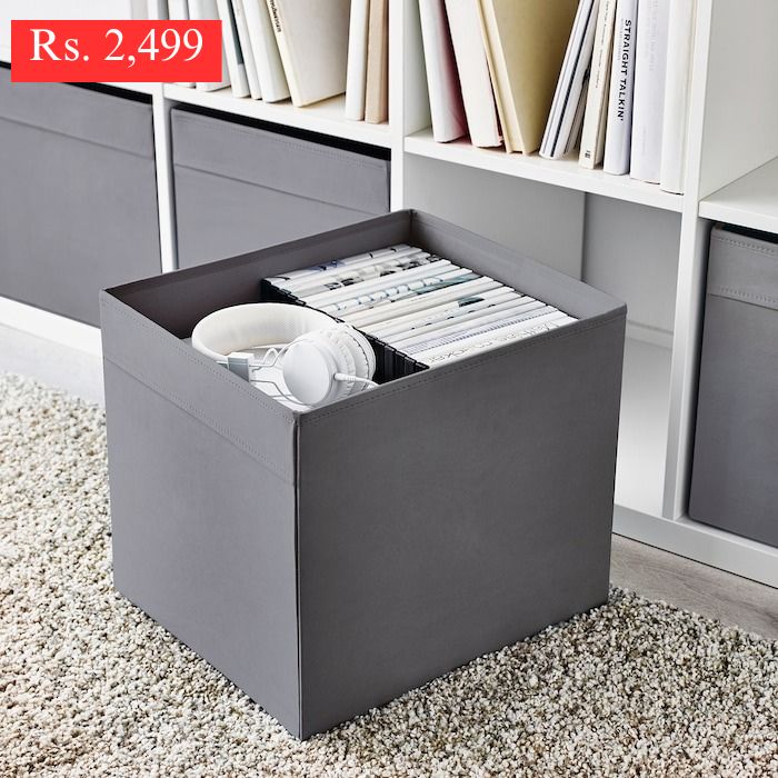 IKEA DRONA storage box in grey color.