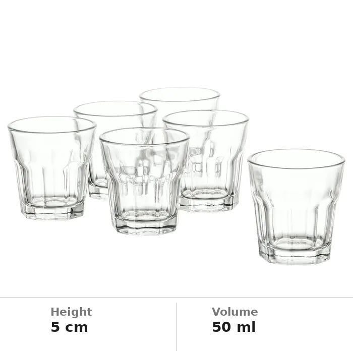 IKEA POKAL snaps glass 50 ml clear glass pack of 6.