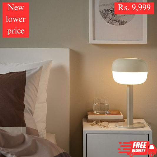 IKEA table lamp BLASVERK in beige color.