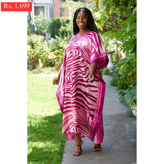 Pink zebra print kaftan.