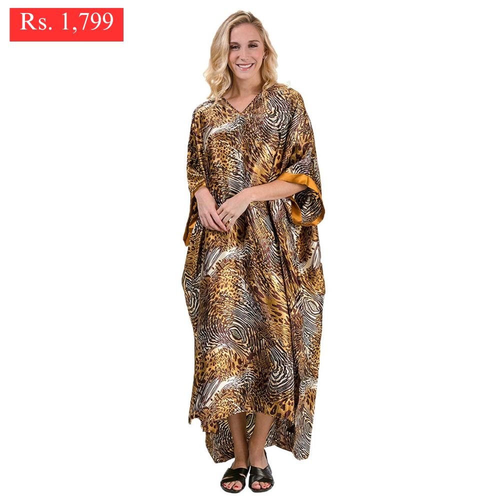 Tigress print long kaftan.