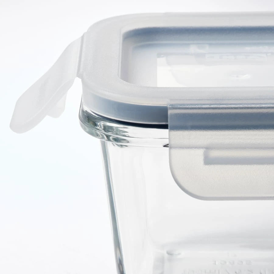 Closeup of IKEA 365+ glass food container with lid pack of 3 180 ml 