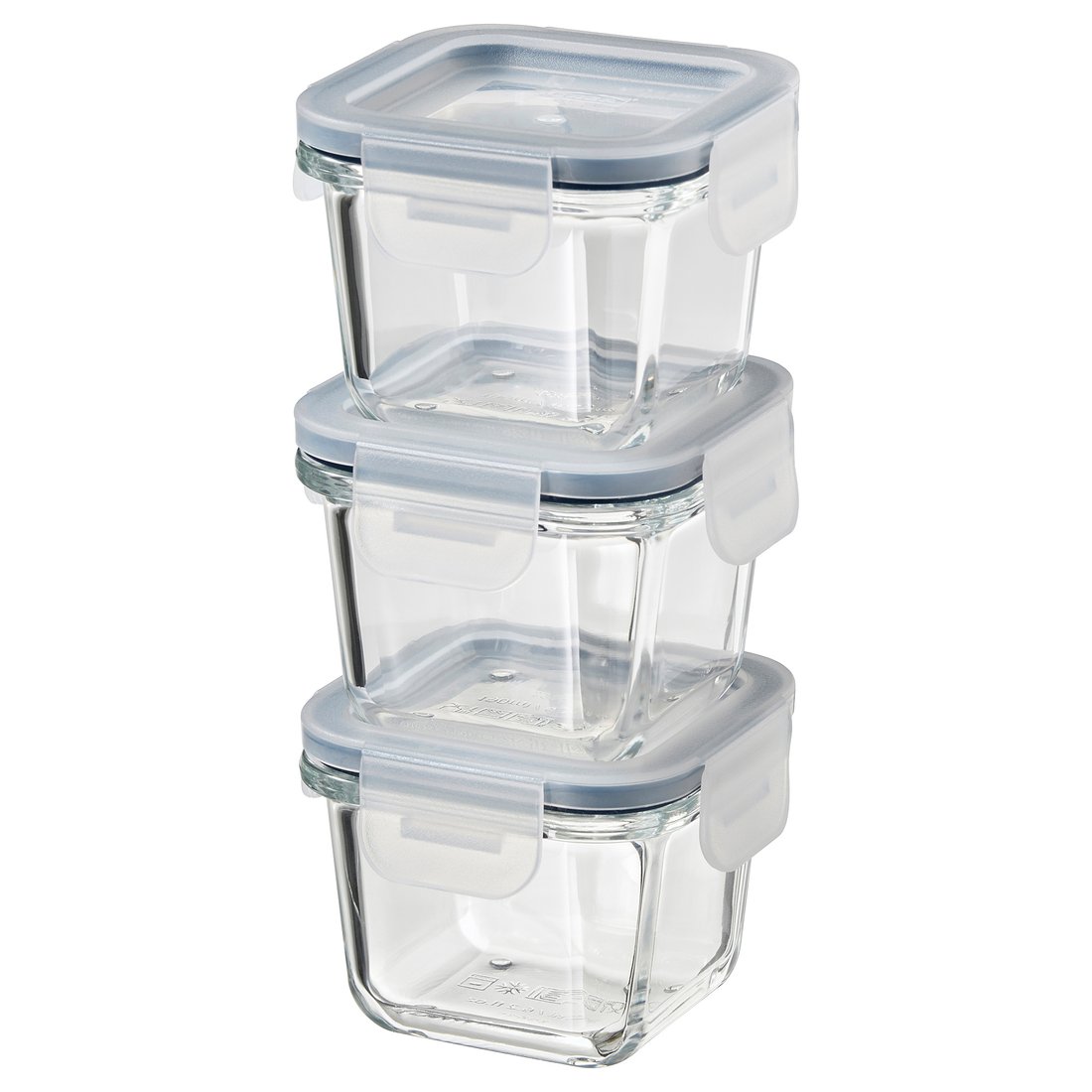IKEA 365+ Food container with lid, square/glass, 180 ml pack of 3