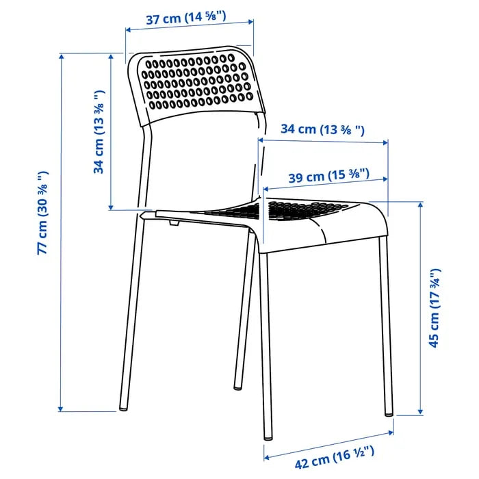Dimensions of IKEA ADDE Chair White.