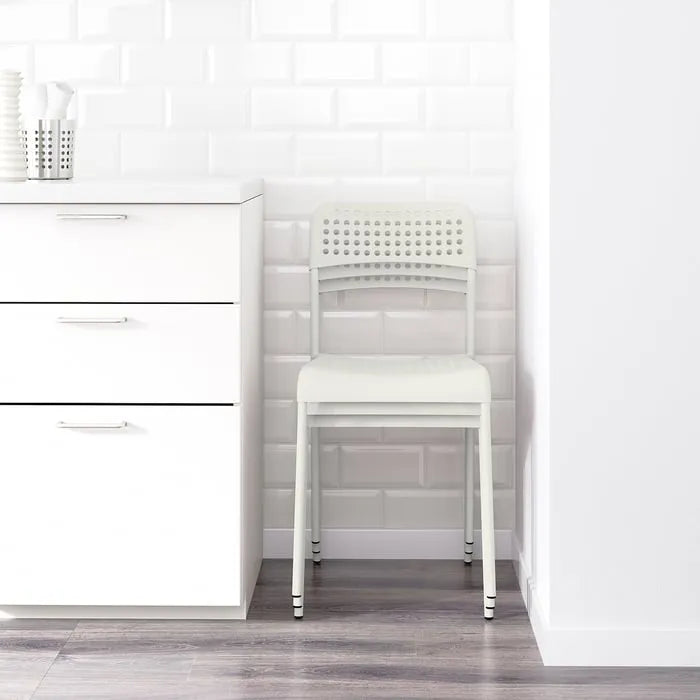 Stackable IKEA ADDE Chairs White.