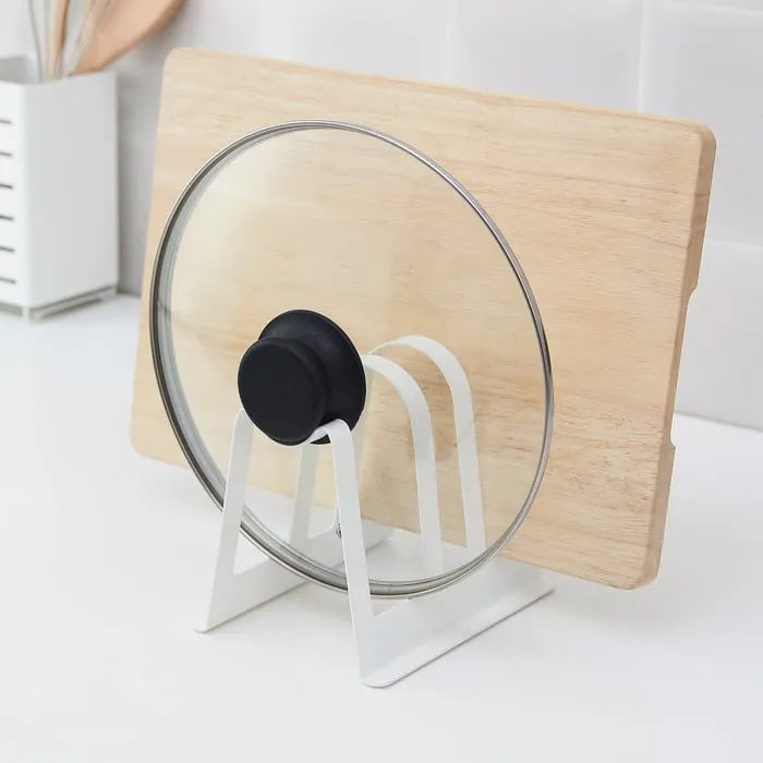 IKEA AVSTEG cutting board and lid stand white front view.