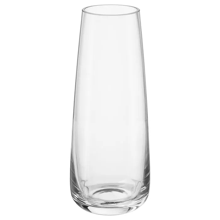 IKEA BERAKNA clear glass vase 15 cm front view.