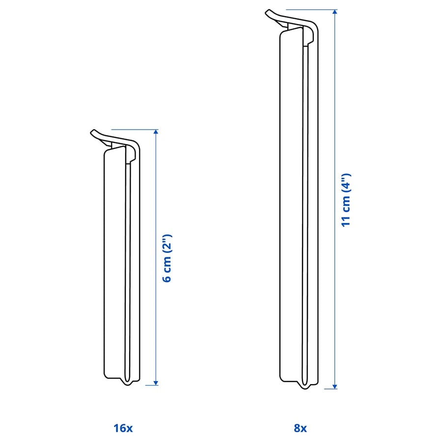 Dimensions of Full set of 24 IKEA BEVARA sealing clips