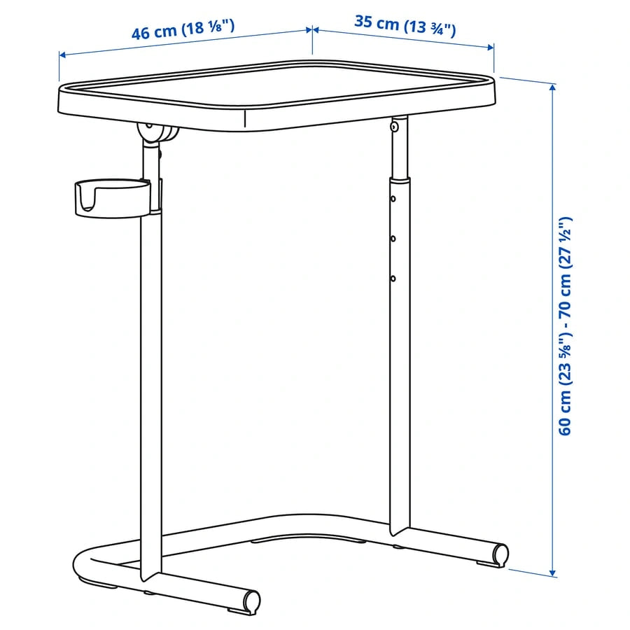 Dimensions of IKEA BJORKASEN Laptop Stand adjustable height laptop table