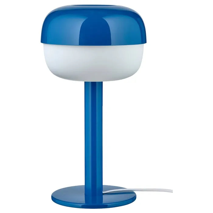 IKEA BLASVERK table lamp blue 36 cm front view
