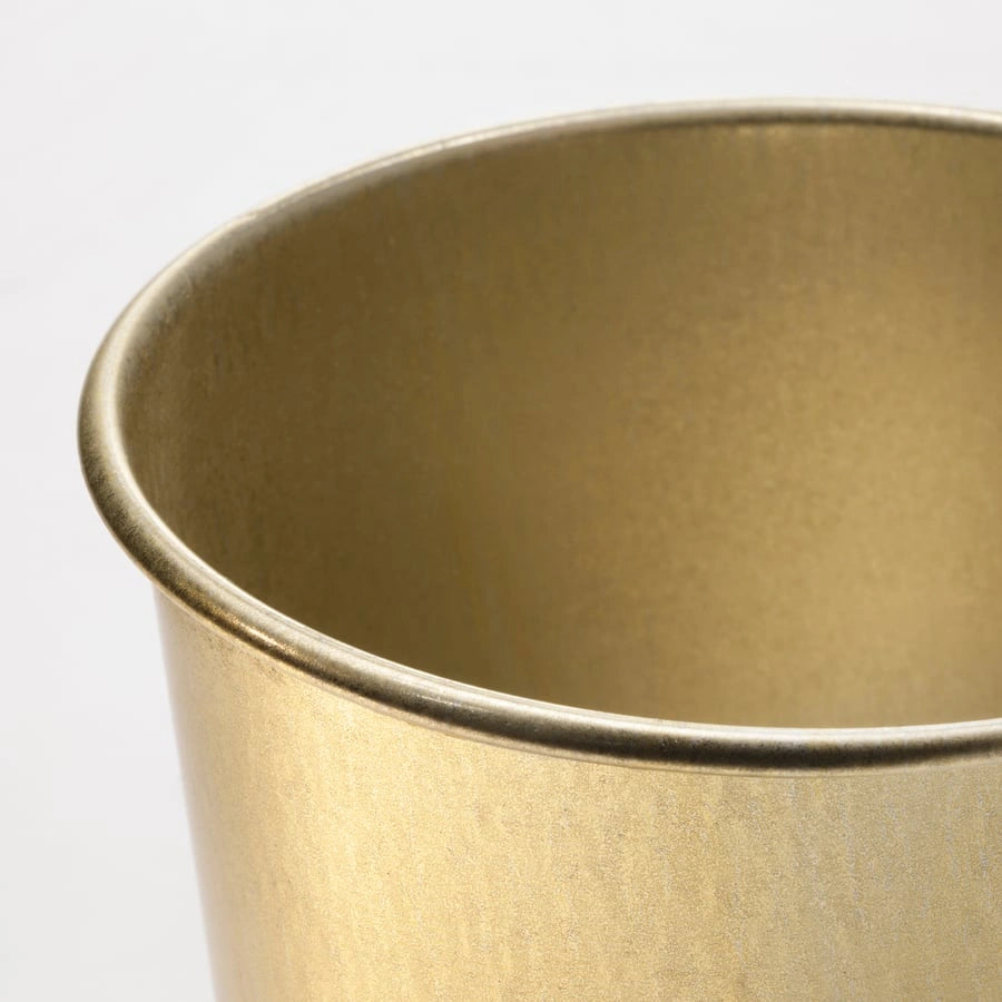 Close-up of IKEA DAIDAI galvanized steel plant pot