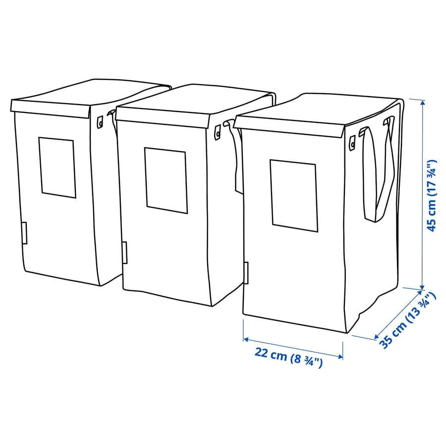 IKEA DIMPA waste sorting bags pack of 3 35 litre