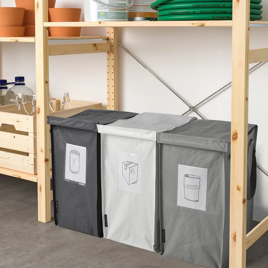 IKEA DIMPA recycling bags white dark grey light grey