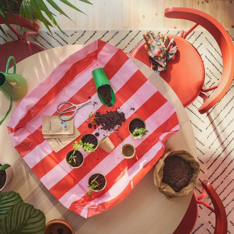 IKEA DOFTRIPS pink and bright red striped potting mat