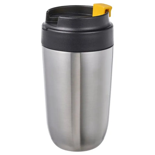 IKEA ENVÄLDIG insulated travel mug stainless steel black 35 cl front view